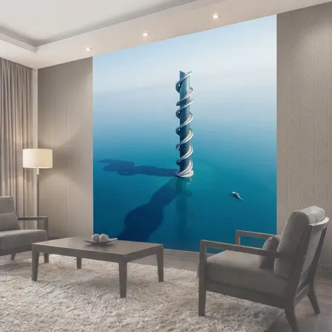Фотообои Футуристическая башня над морем