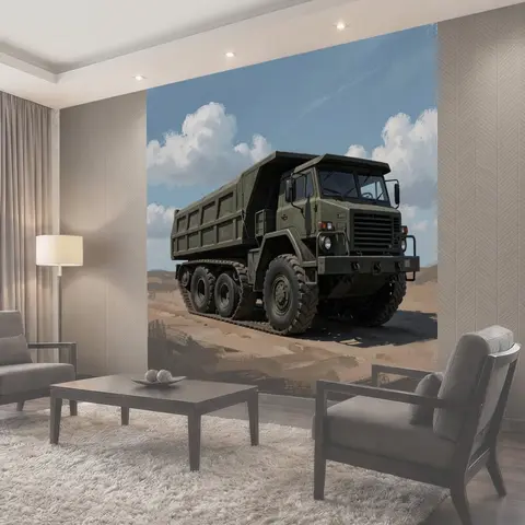 Фотообои Военный самосвал в пустыне