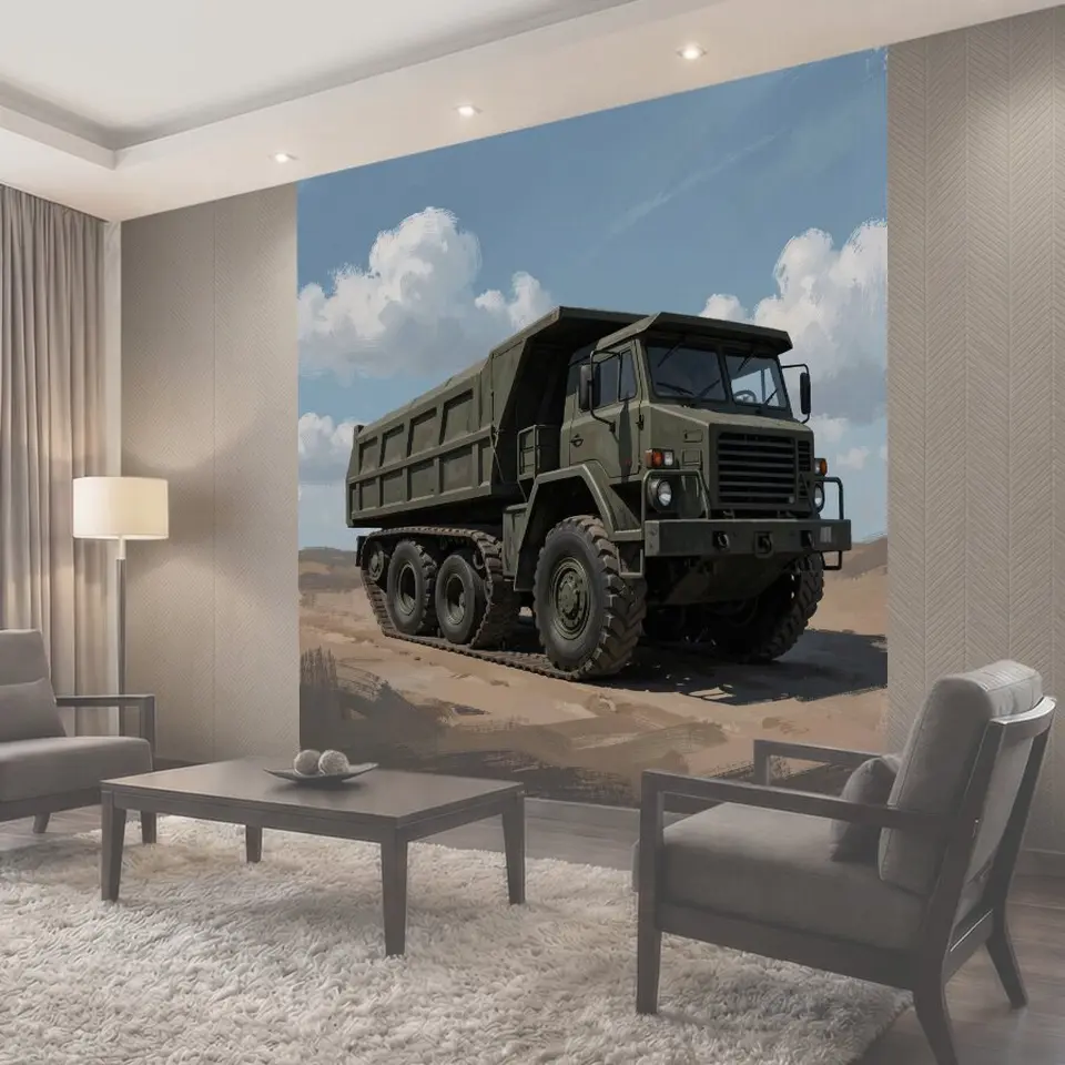 Фотообои Военный самосвал в пустыне
