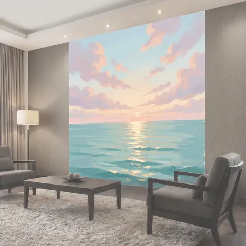 Фотообои Морской закат с пастельными облаками