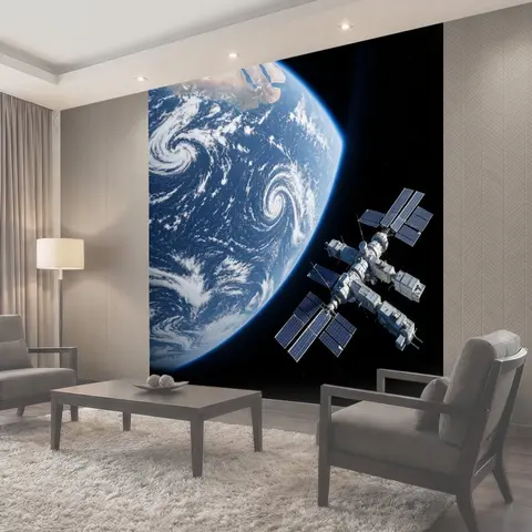 Фотообои Космическая станция на орбите Земли