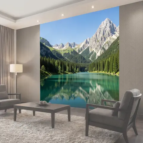 Фотообои Альпийское озеро среди гор