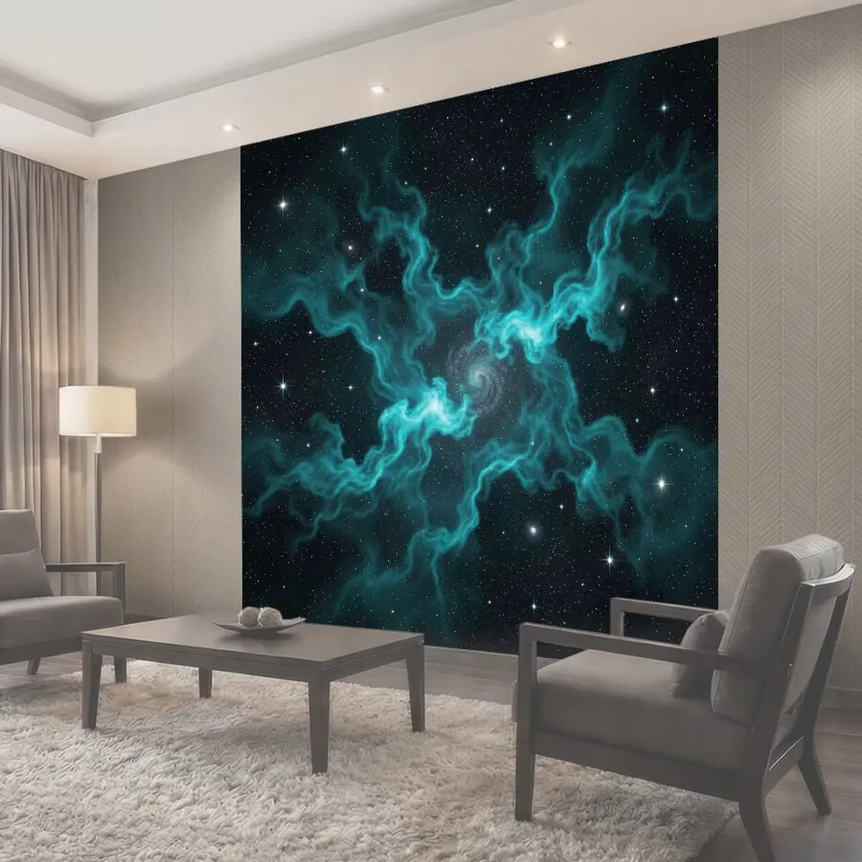 Фотообои Космические туманности с бирюзовым свечением