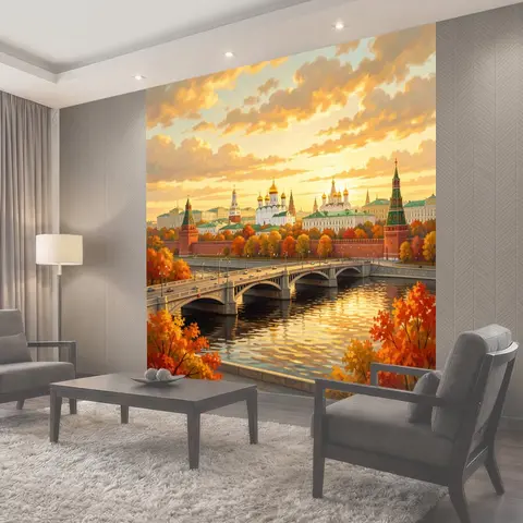 Фотообои Москва на закате у реки