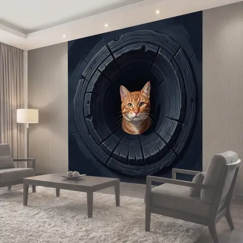Фотообои Рыжий кот в темном люке