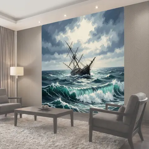 Фотообои Парусник в штормовом море