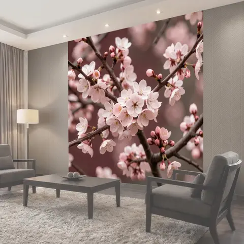 Фотообои Нежные цветы сакуры крупным планом