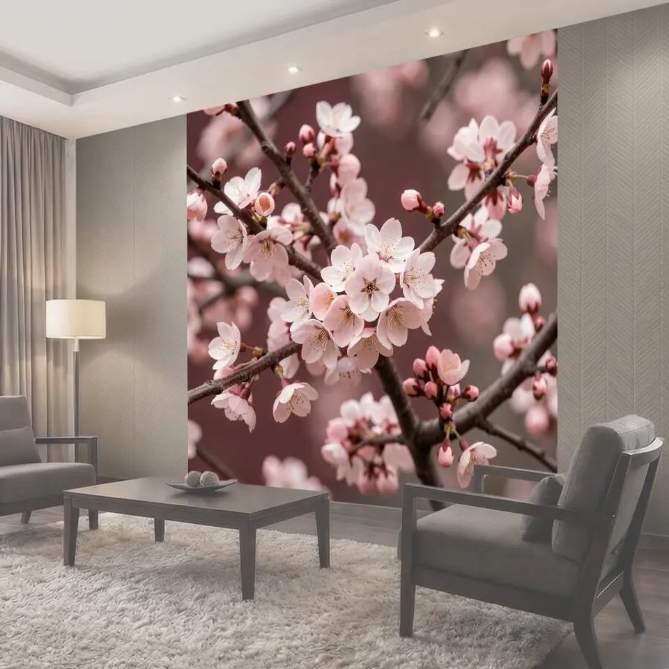Фотообои Нежные цветы сакуры крупным планом