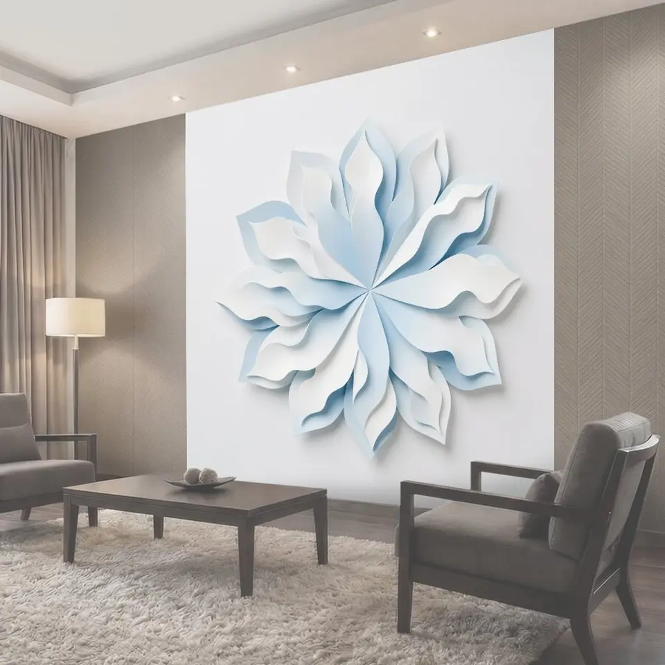 Фотообои 3D цветок в голубых тонах
