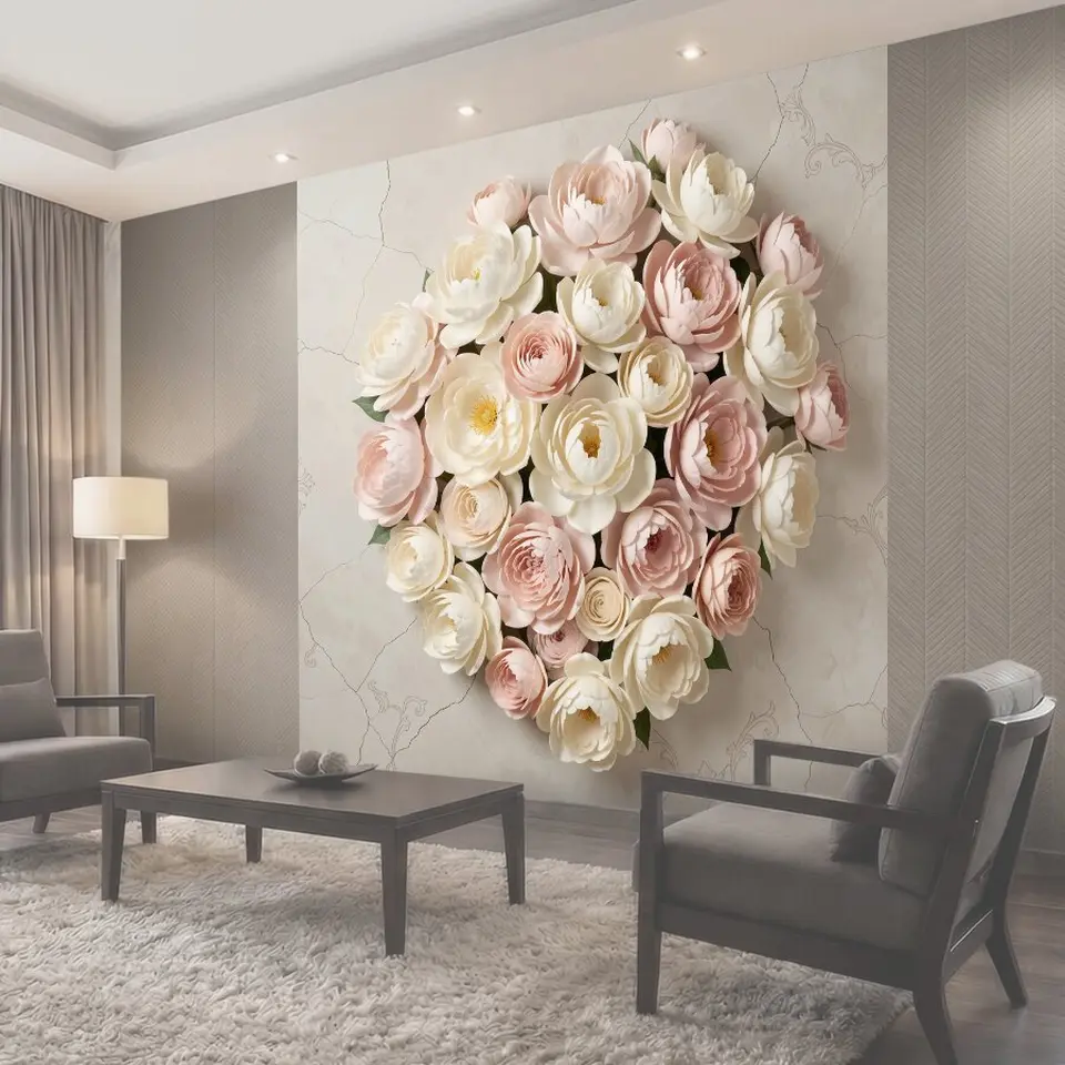 Фотообои Нежный букет пионов и роз