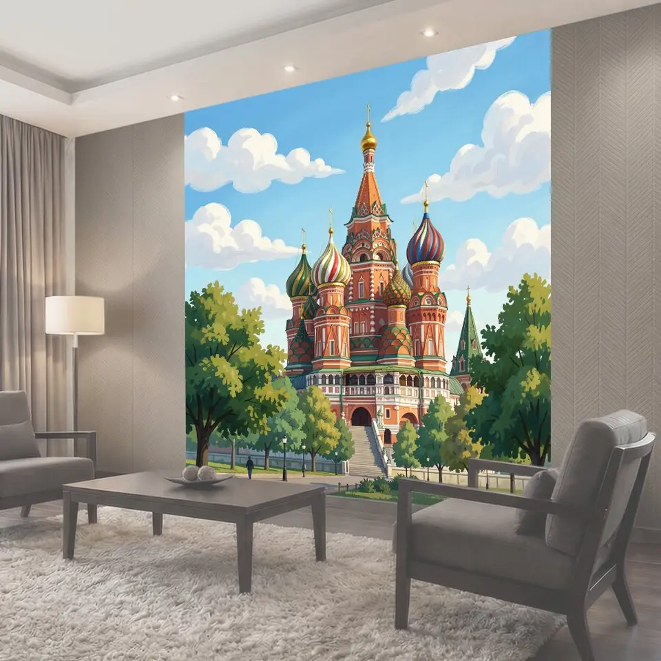 Фотообои Краснокирпичный кремль и купола