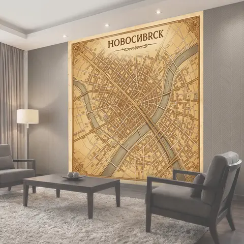 Фотообои Винтажная карта Новосибирска