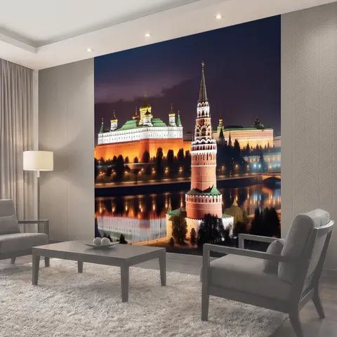 Фотообои Ночь, шпиль, купола город столица