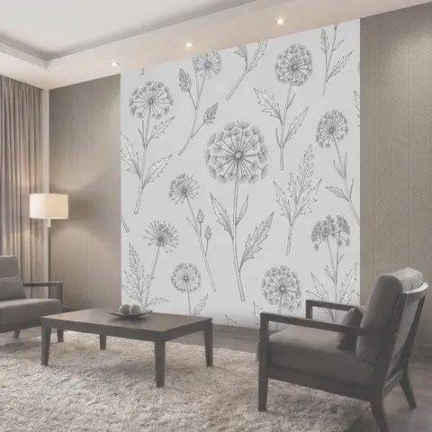Фотообои Дикие одуванчики и листья