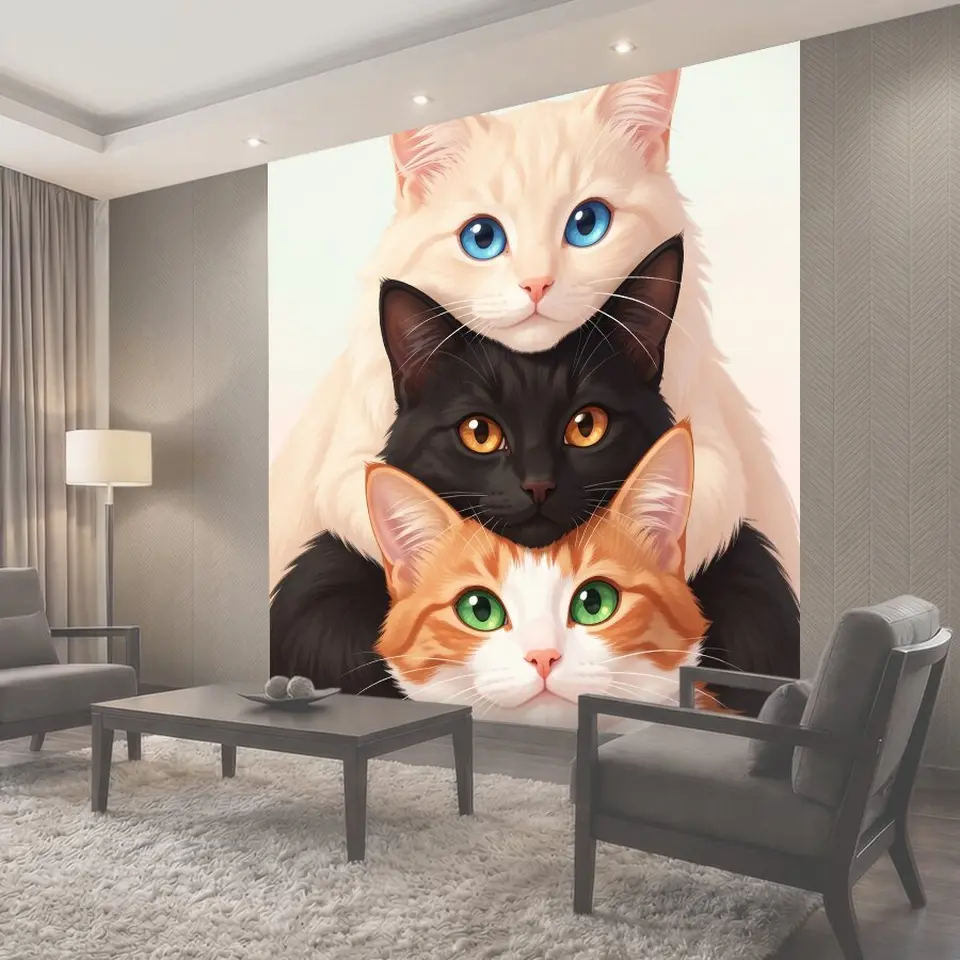 Фотообои Три пушистых кота крупным планом