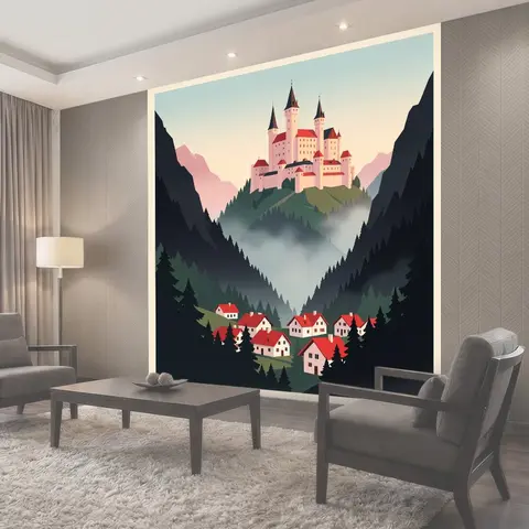 Фотообои Средневековый замок в горах