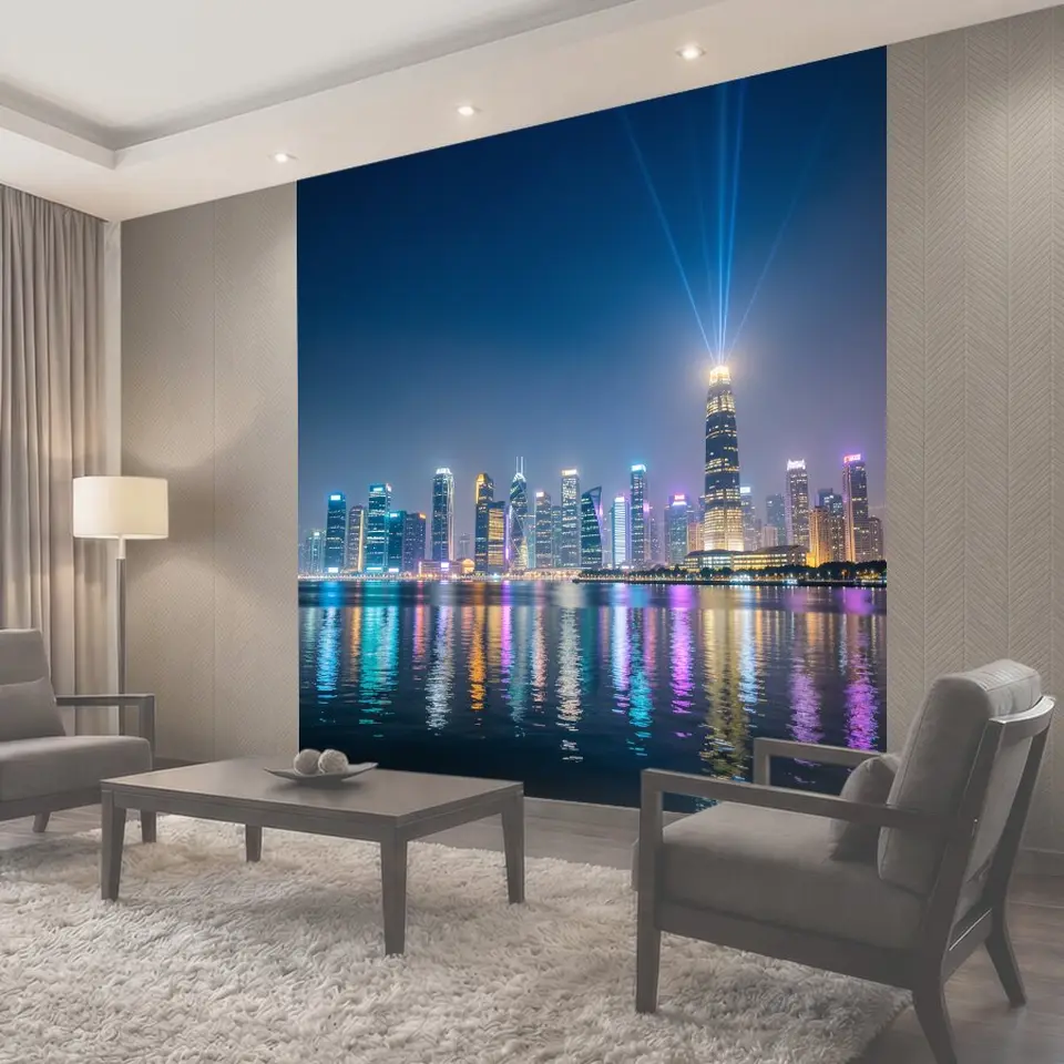 Фотообои Ночной мегаполис у воды