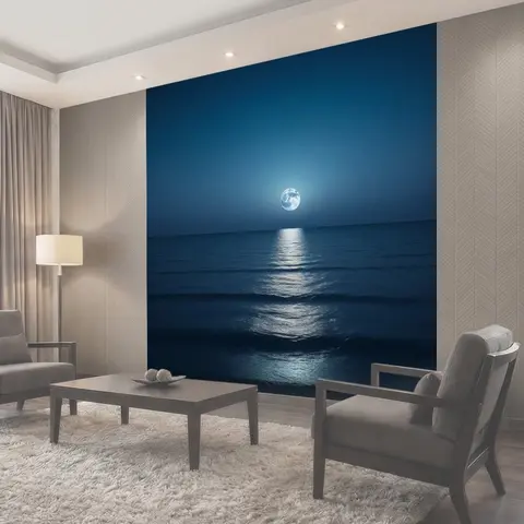 Фотообои Лунный свет, отражающийся на спокойном море