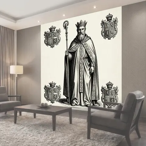 Фотообои Средневековый король с гербами