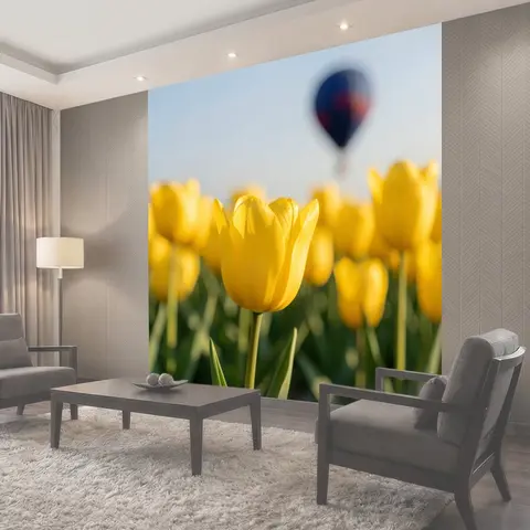 Фотообои Жёлтые тюльпаны с воздушным шаром