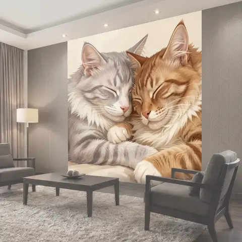 Фотообои Спящие котята в объятиях