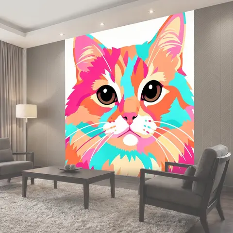Фотообои Яркий мультяшный кот крупным планом
