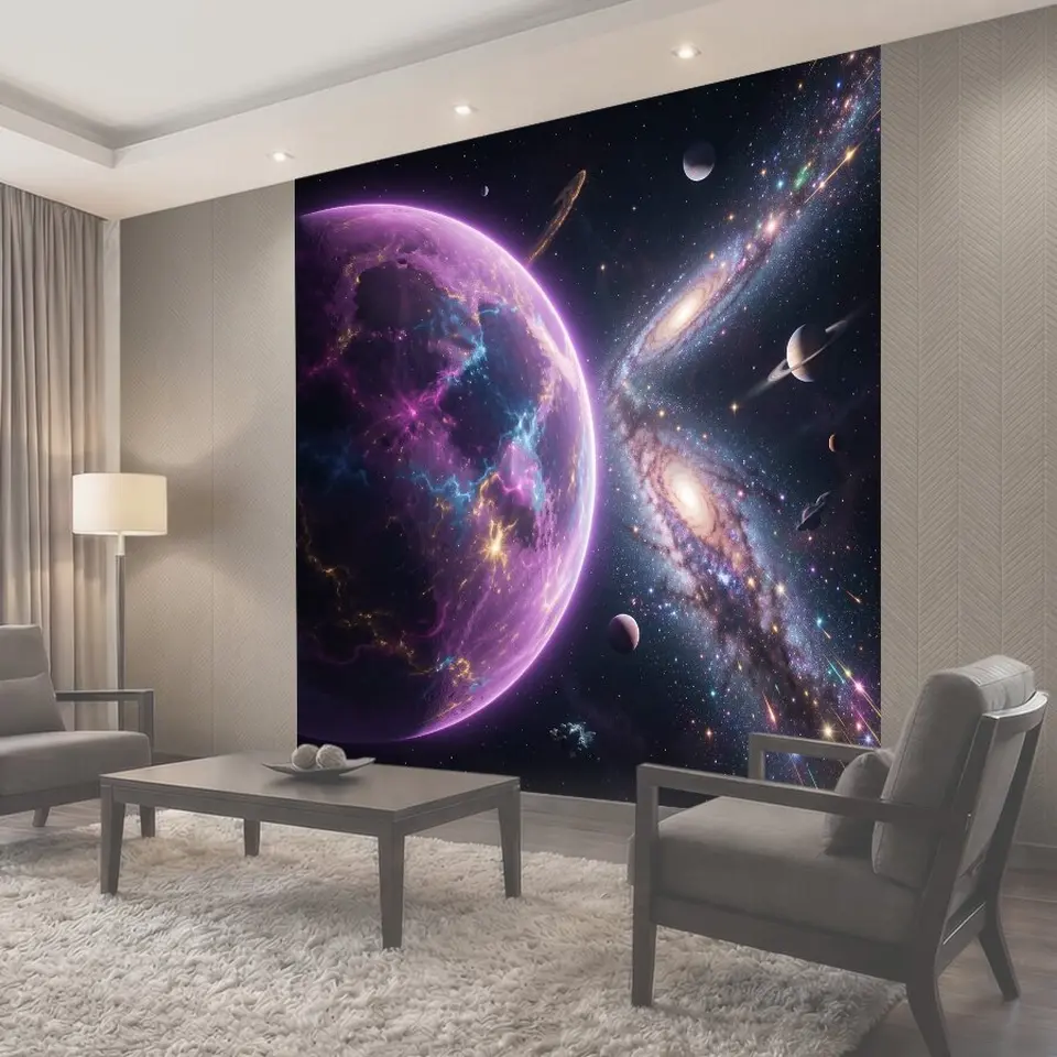 Фотообои Космическая фантазия с планетами и галактиками