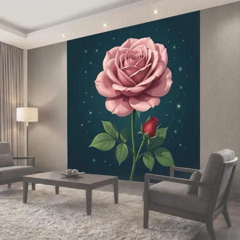 Фотообои Розовая роза с бутоном