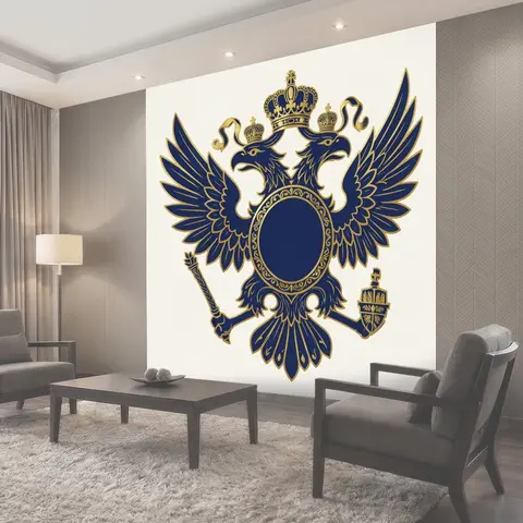 Фотообои Синий королевский герб с крыльями