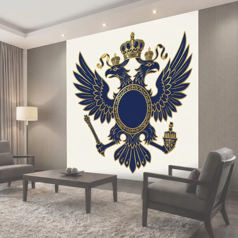 Фотообои Синий королевский герб с крыльями