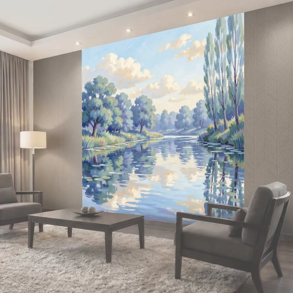 Фотообои Река среди летнего леса