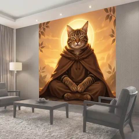Фотообои Мудрый кот в капюшоне