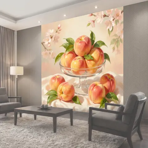 Фотообои Персики и цветы сакуры