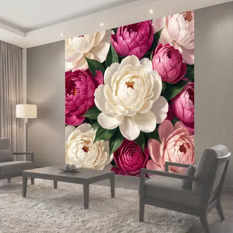 Фотообои Пышные пионы в розовых тонах