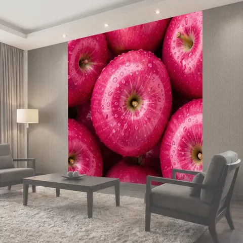 Фотообои Яркие красные яблоки с каплями
