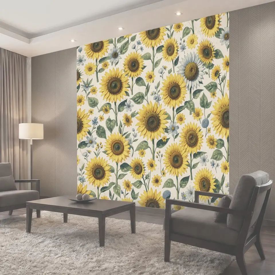 Фотообои Подсолнухи и полевые цветы