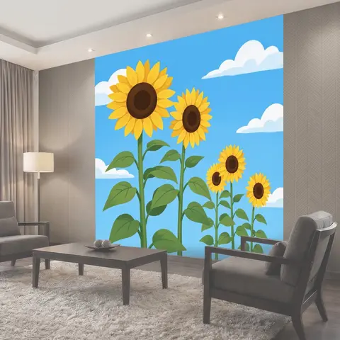 Фотообои Подсолнухи на фоне неба