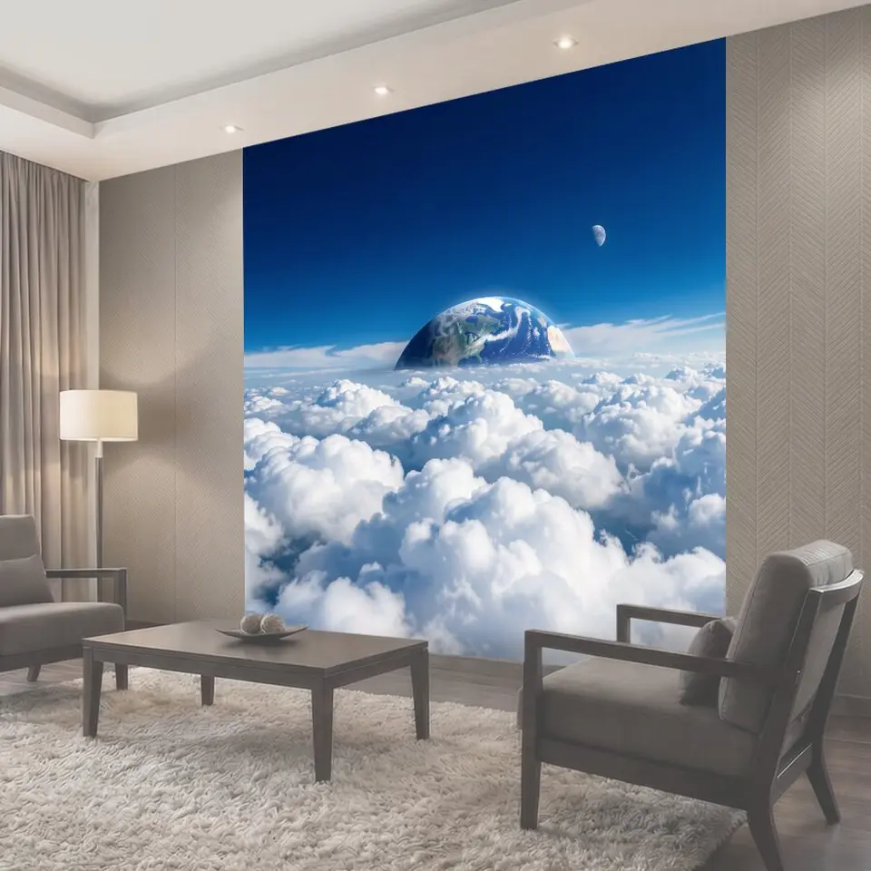 Фотообои Земля над облаками в космосе