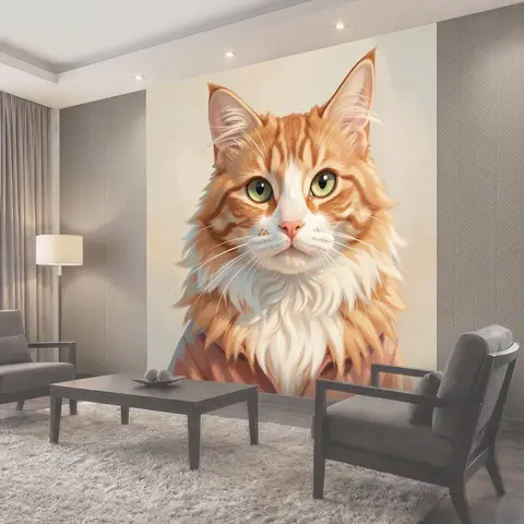 Фотообои Рыжий кот с зелеными глазами