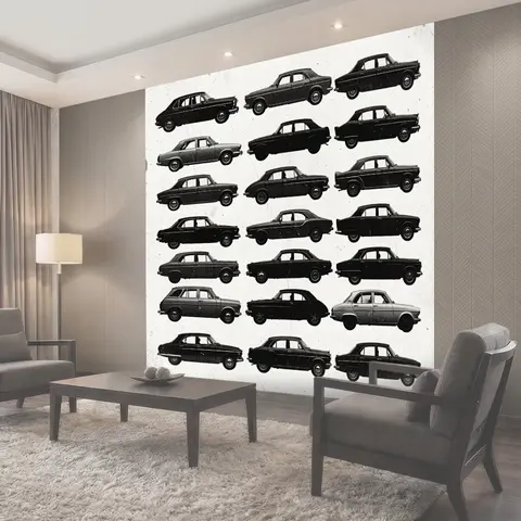 Фотообои Ретро-автомобили в винтажной сетке