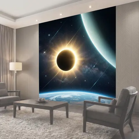 Фотообои Солнечное затмение над Землей