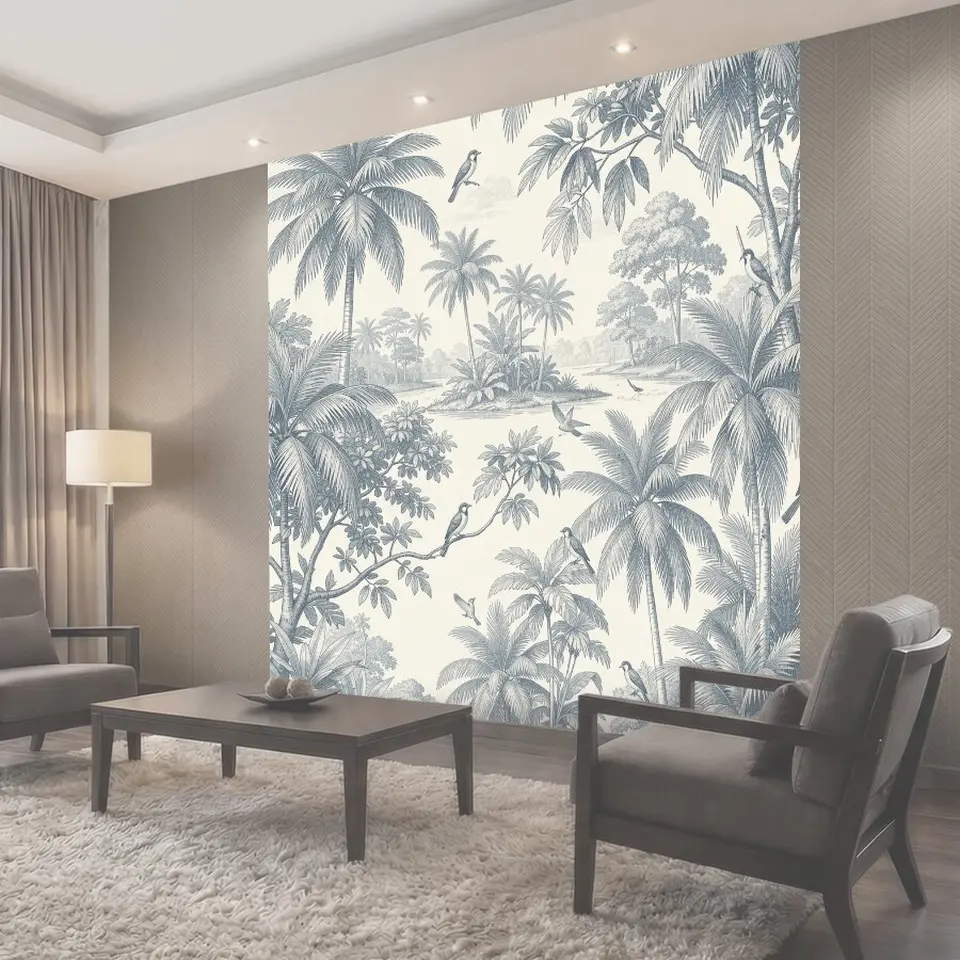 Фотообои Тропические пальмы и птицы
