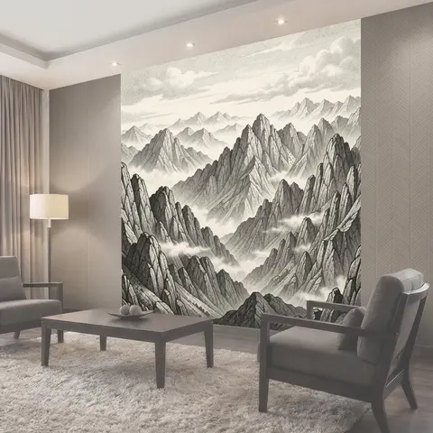 Фотообои Горные вершины в облаках