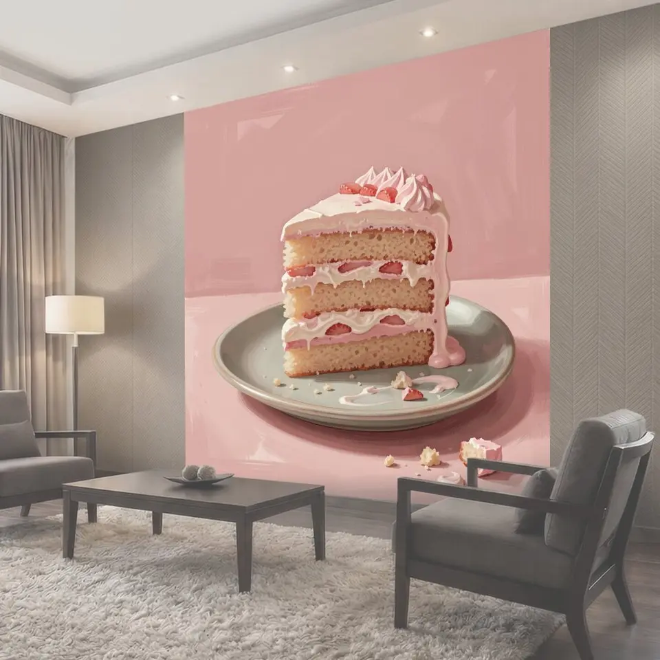 Фотообои Нежный торт с клубникой