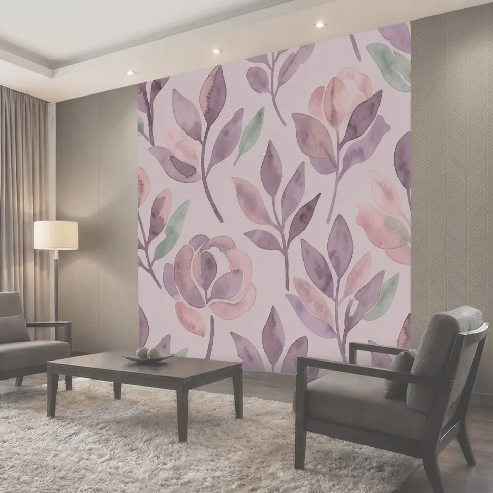 Фотообои Акварельные ветви с листьями