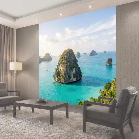 Фотообои Тропические скалы в бирюзовом море