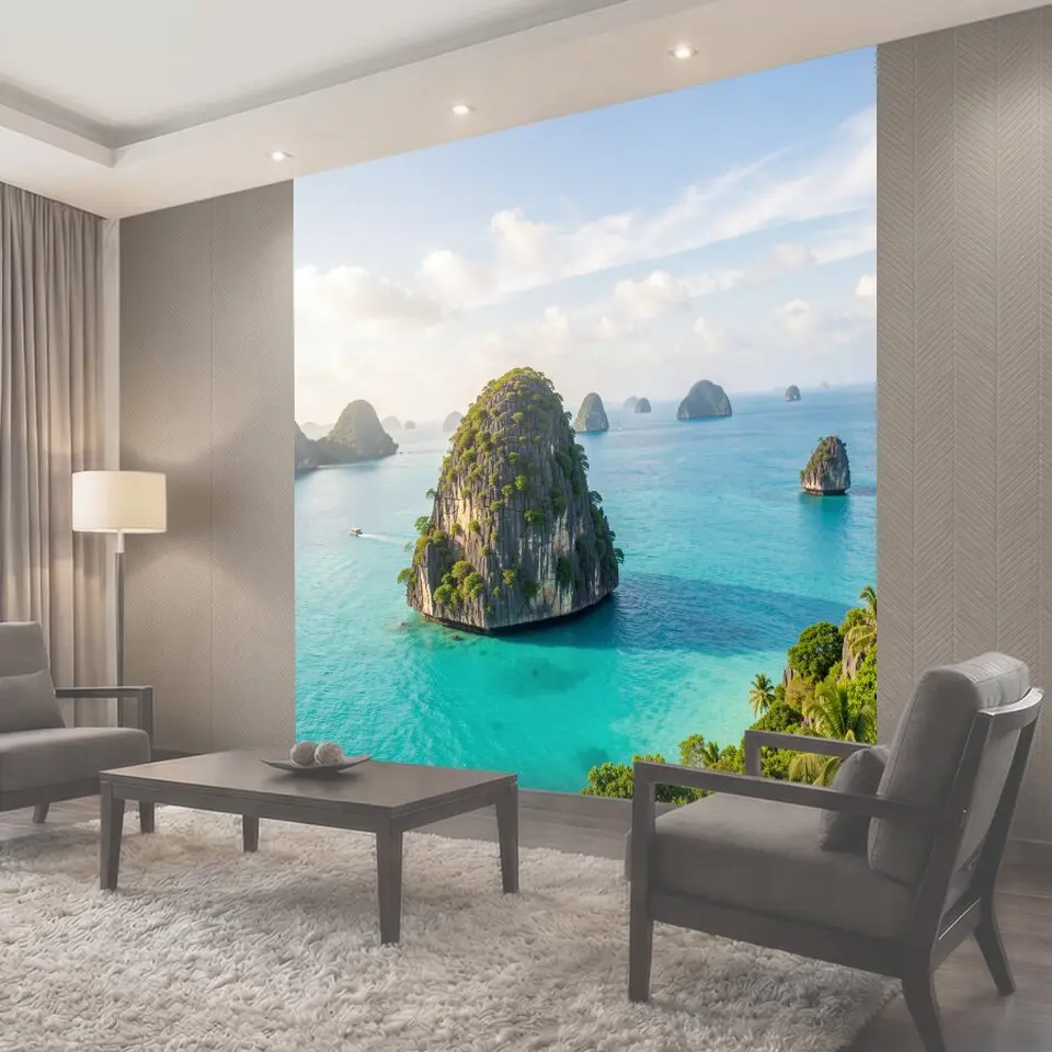 Фотообои Тропические скалы в бирюзовом море