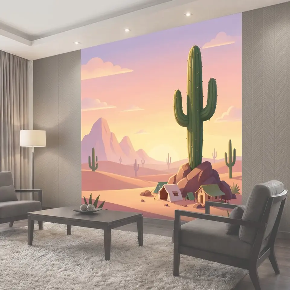 Фотообои Пустынный пейзаж с кактусами