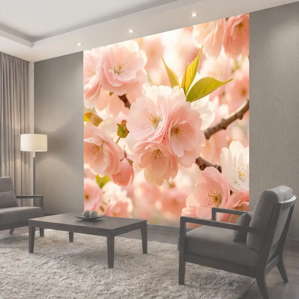 Фотообои Нежные розовые цветы сакуры