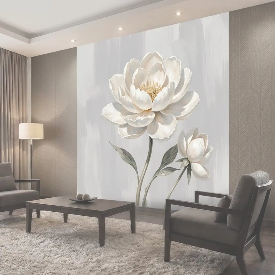 Фотообои Белые цветы на нежном фоне